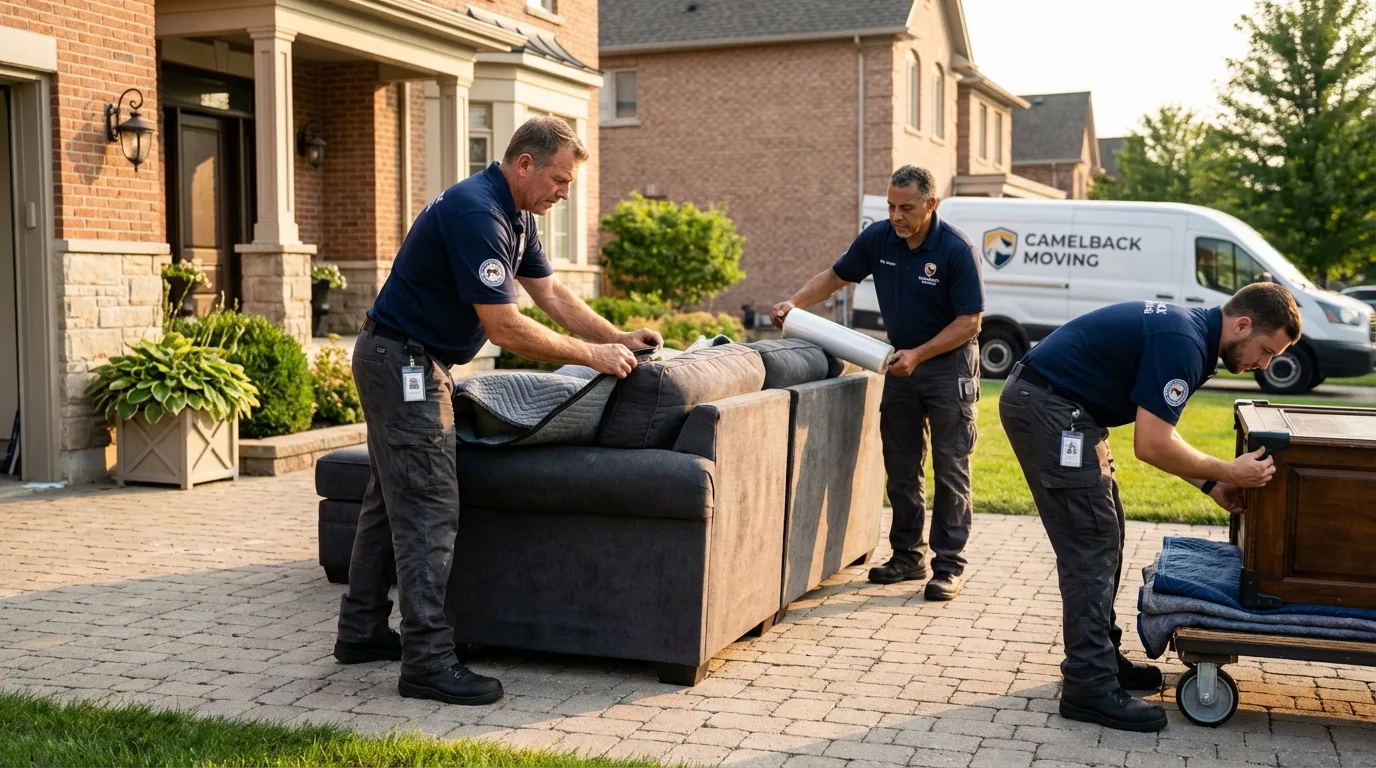 Large estate moving crew wrapping furniture in Castle Rock, CO