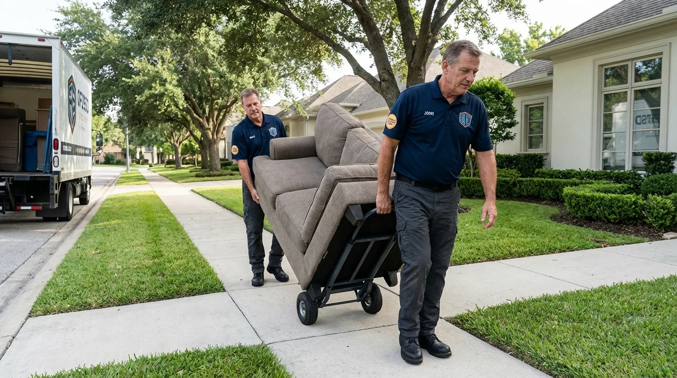 Local residential moving crew loading furniture in Castle Rock, CO